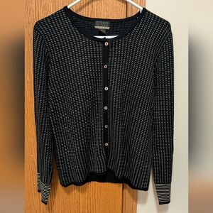 Sigrid Olsen Black and White Knit Cardigan